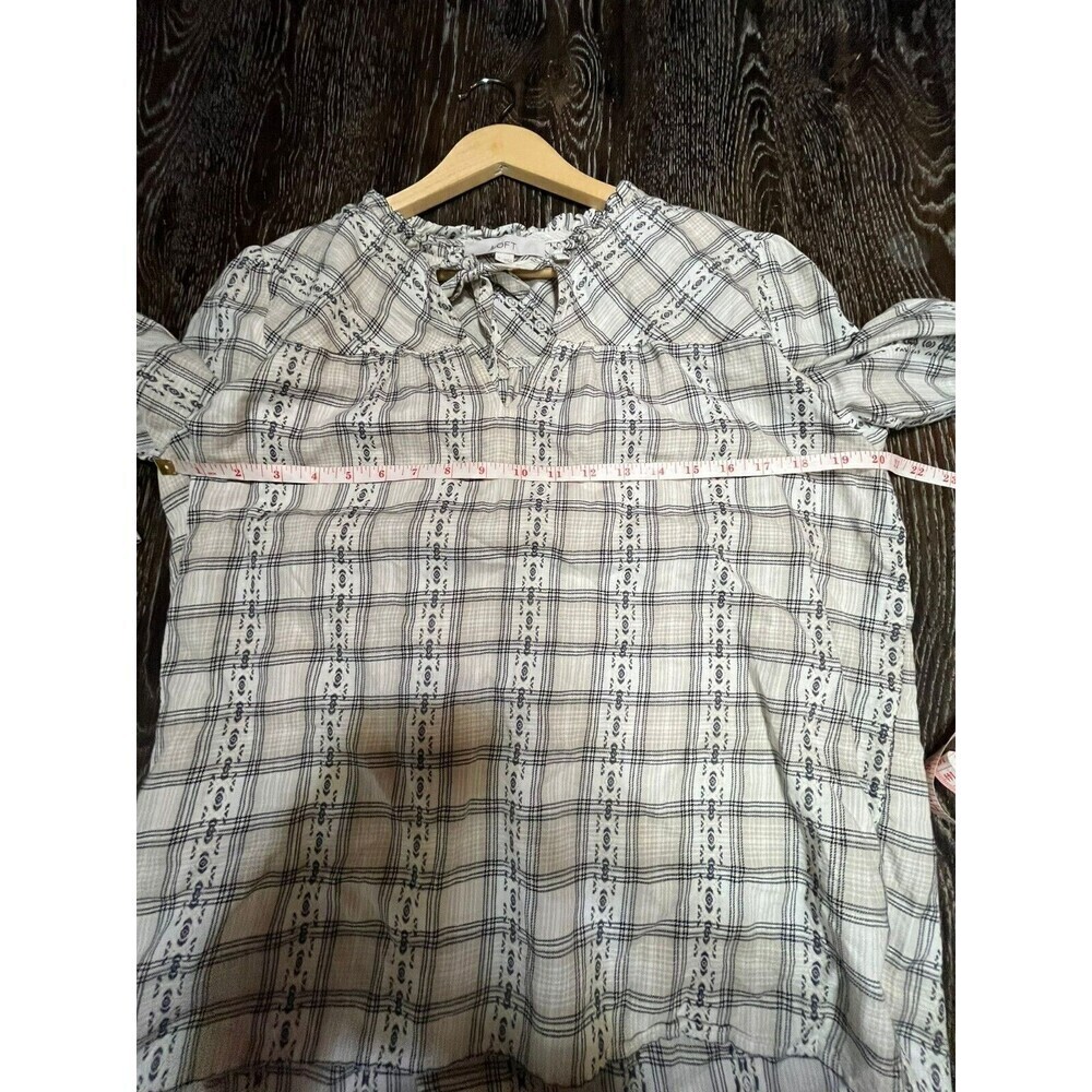 Ann Taylor Loft Plaid Blouse Top Large L Tie Neck Boho - Picture 4 of 6